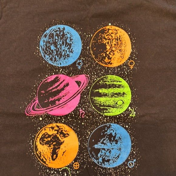 VTG FOTL Fruit of The Loom Black Graphic Tee Planet Design Solar System Large - Picture 4 of 8